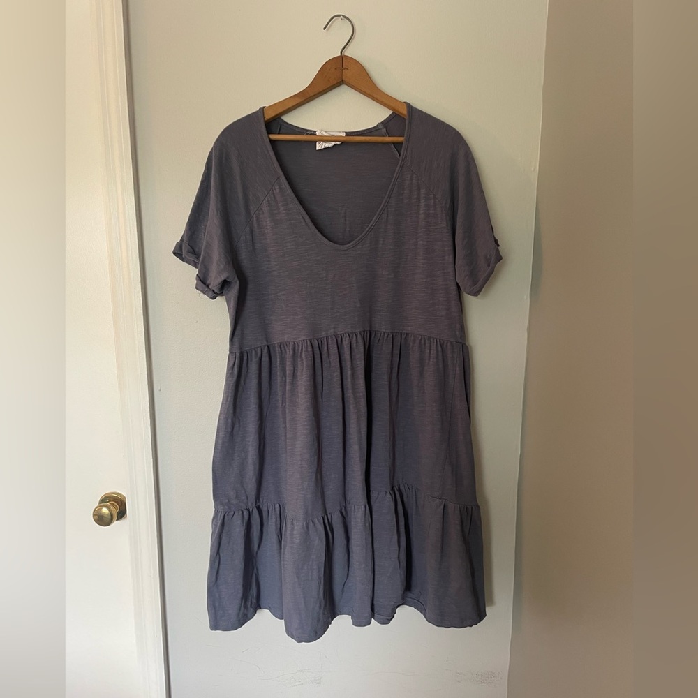 For The Republic Charcoal Tiered Mini Dress